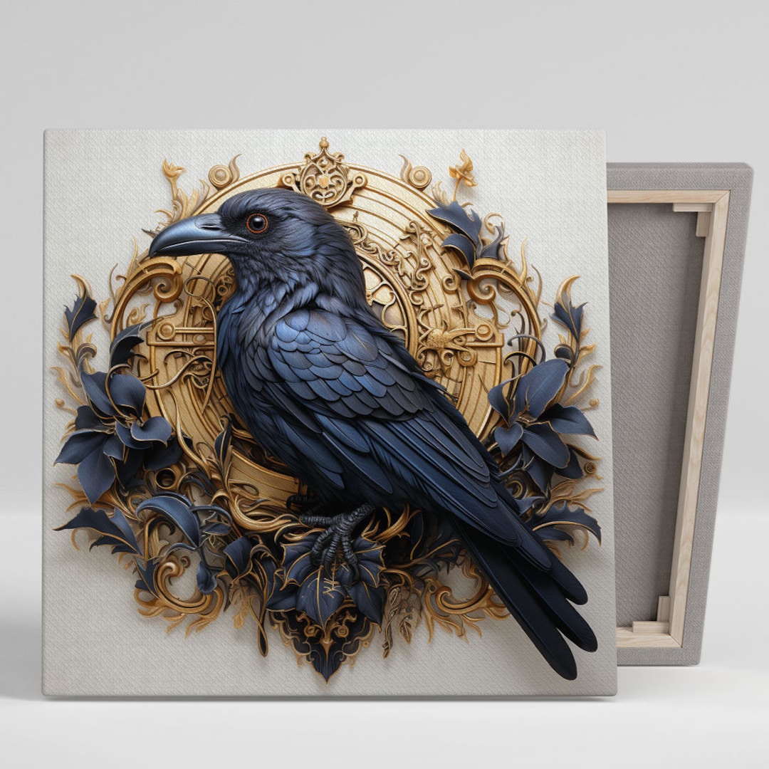 Raven Bird Wall Art, Canvas or Poster, Raven Wall Decor, Bird Wall