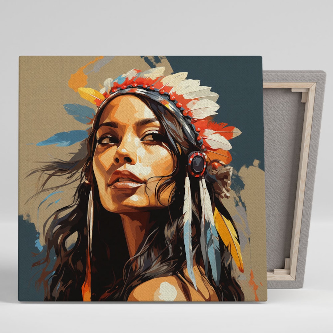 Red Indian Wall Art, Canvas or Poster, Red Indian Art, Tribal Wall