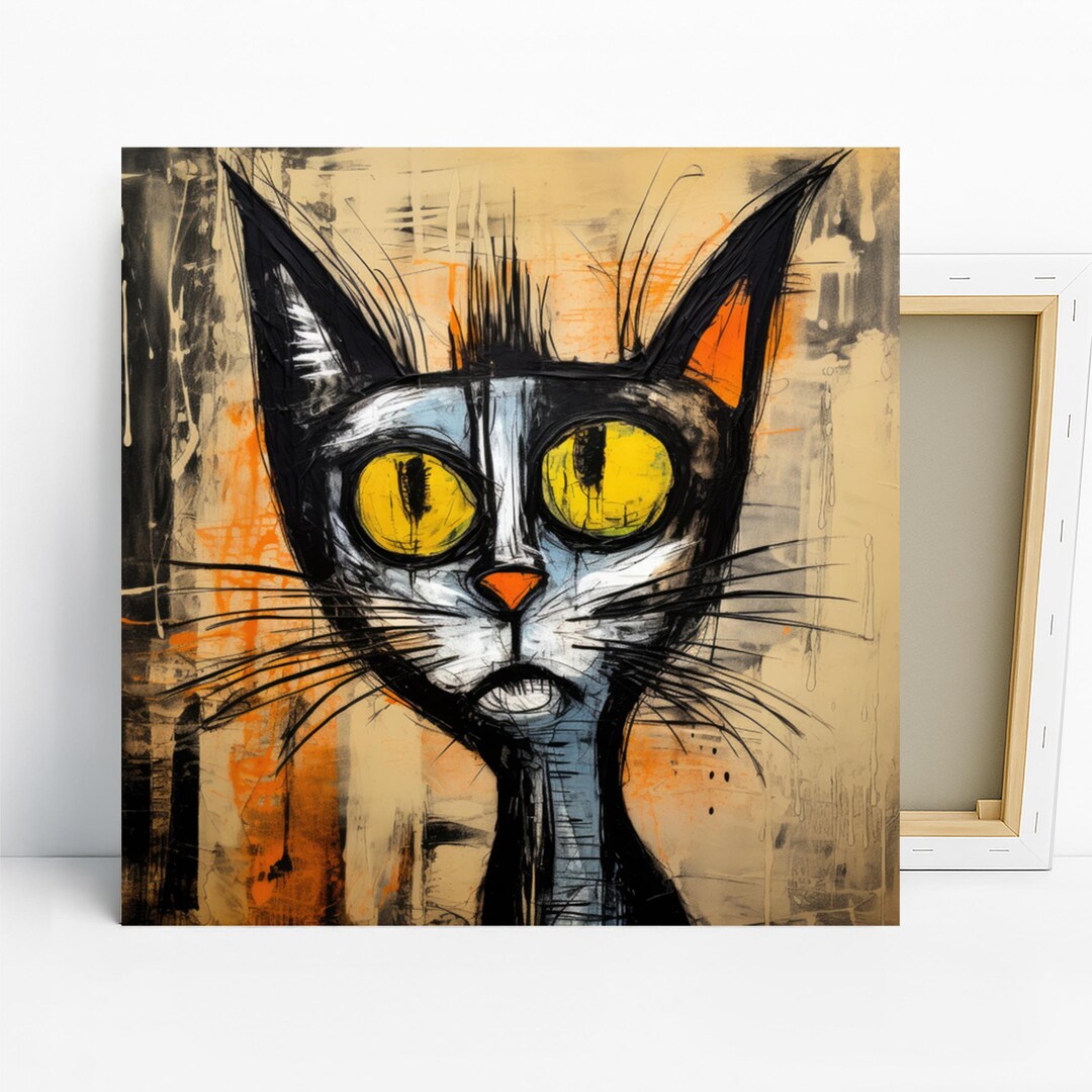 Cat Art, Canvas or Poster, Abstract Graffiti Decor, Living Room Bedroom ...