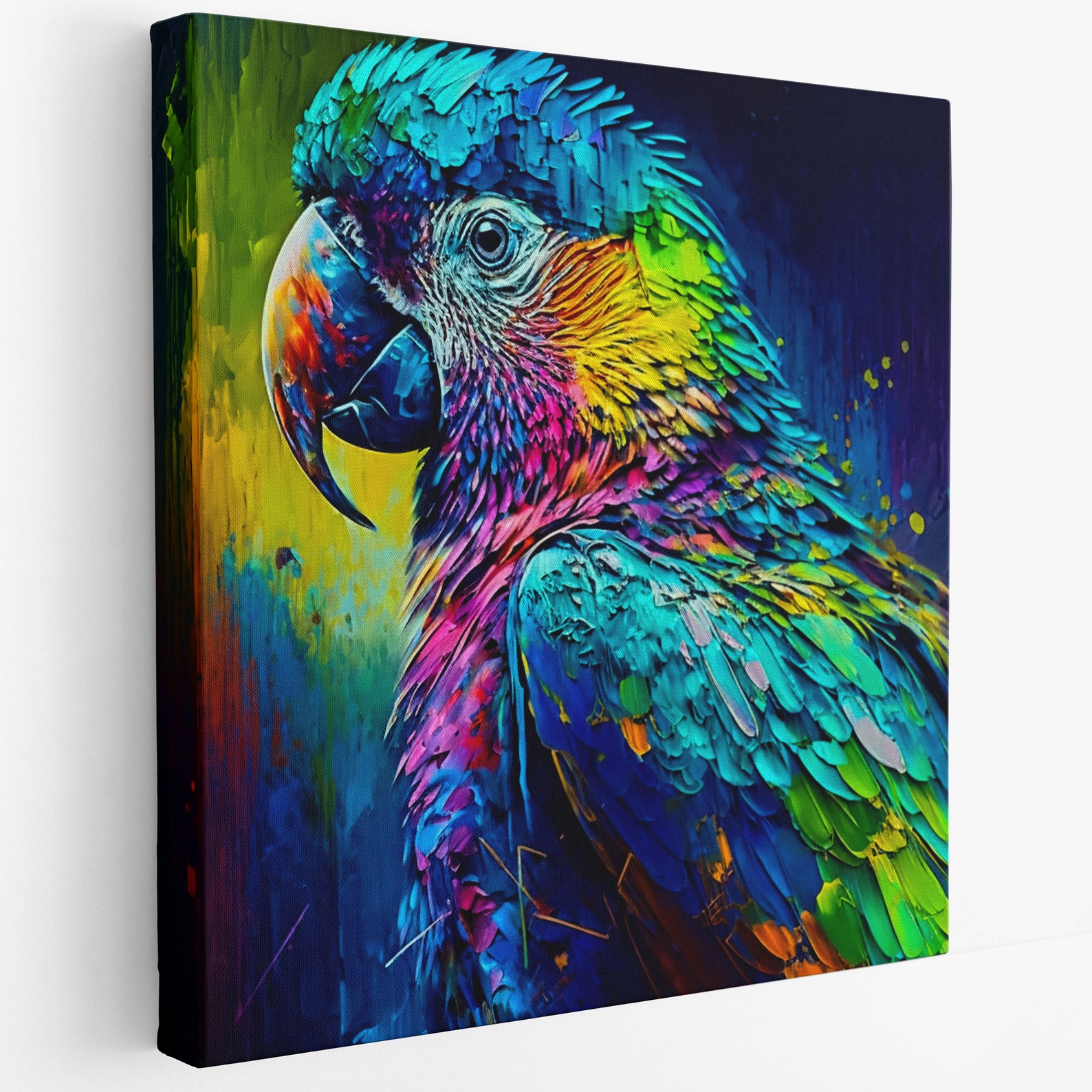 Parrot Artwork Parrot Wall Hanging Parrot Canvas Hanging Etsy