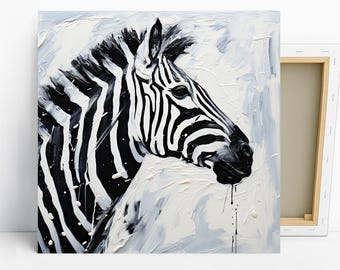 Arte de cebra, póster o lienzo, decoración minimalista contemporánea abstracta, arte de pared para sala de estar, dormitorio, oficina, entrada, negro, blanco y gris.