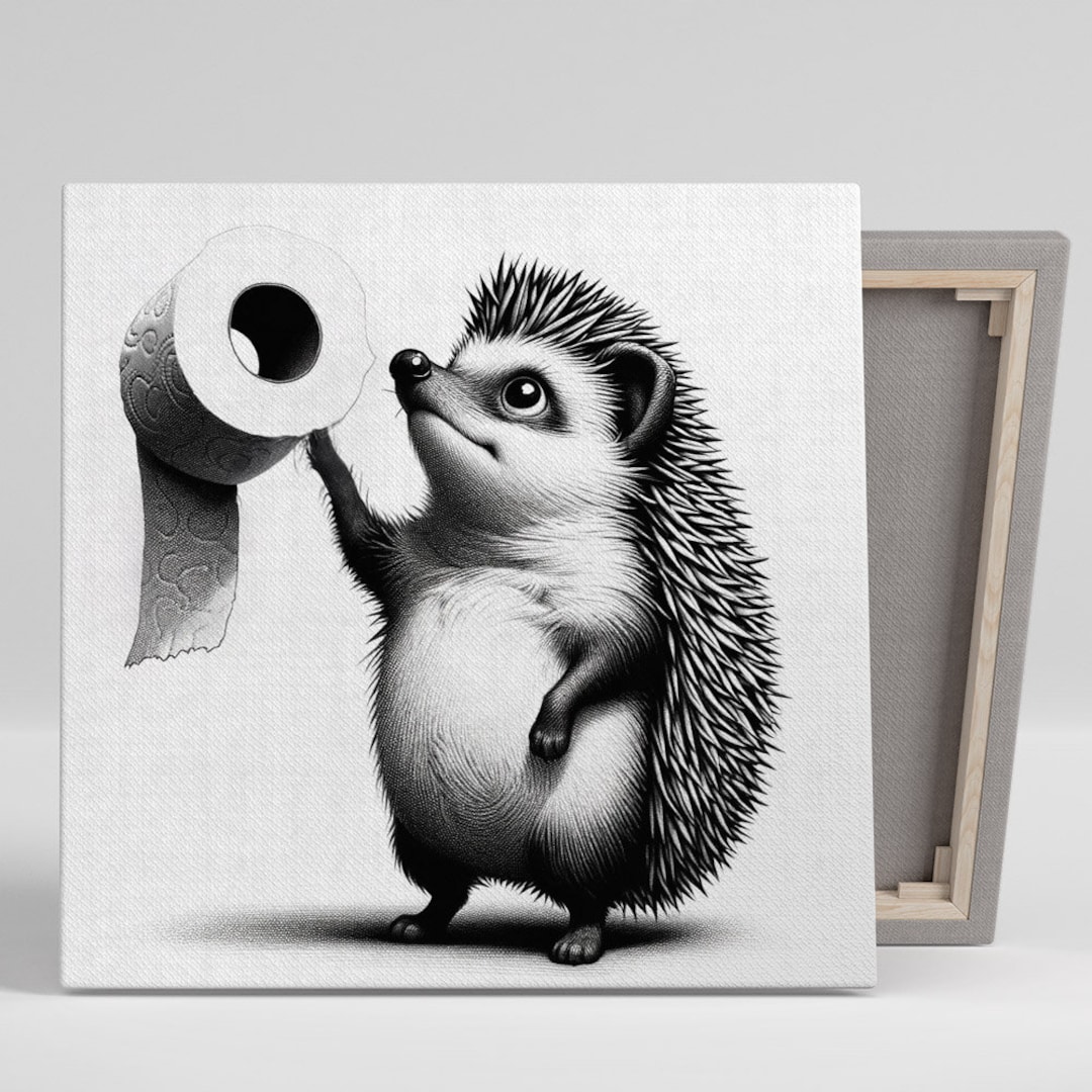 Funny Otter Canvas Wall Art Holding Toilet Paper, Framed Or - View #8