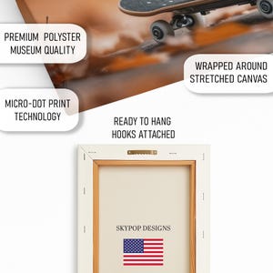 Squirrel Skateboarding Art, Canvas or Poster, Whimsical Bohemian Decor, Living Room Bedroom Office Art, Brown Orange Yellow Multicolor Art 画像 5