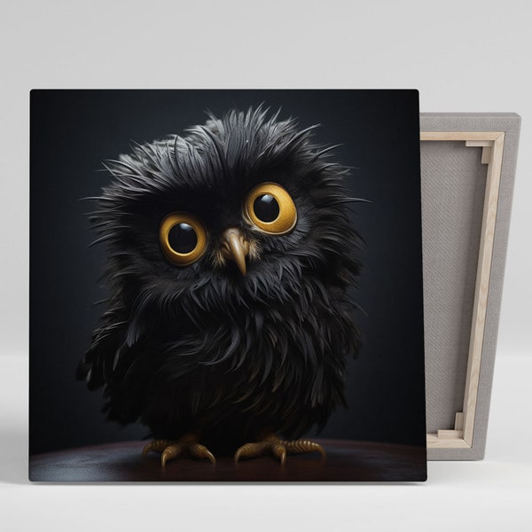 Black Owl Wall Art, Canvas Or Poster, Owl Wall Art, Owl Home Decor, Owl Wall Hanging, Night Owl Art, Animal Decor, Living Room Art