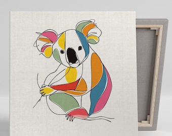 Colorful Koala Kaleidoscope Art, Canvas or Poster, Abstract Animal Decor, Living Room Nursery Office Wall Art, Multicolor Orange Pink Yellow