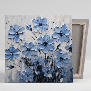 Blue Flower Decor, Canvas Or Poster, Botanical Beauty, Contemporary Art, Interior Design, Elegant Decor, Floral Artistry, Living Room Decor