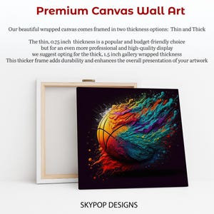 Basketball Art, Canvas or Poster, Abstract Graffiti Glam Decor, Living Room Game Room Office Wall Art, Multicolor Orange Teal Purple image 7