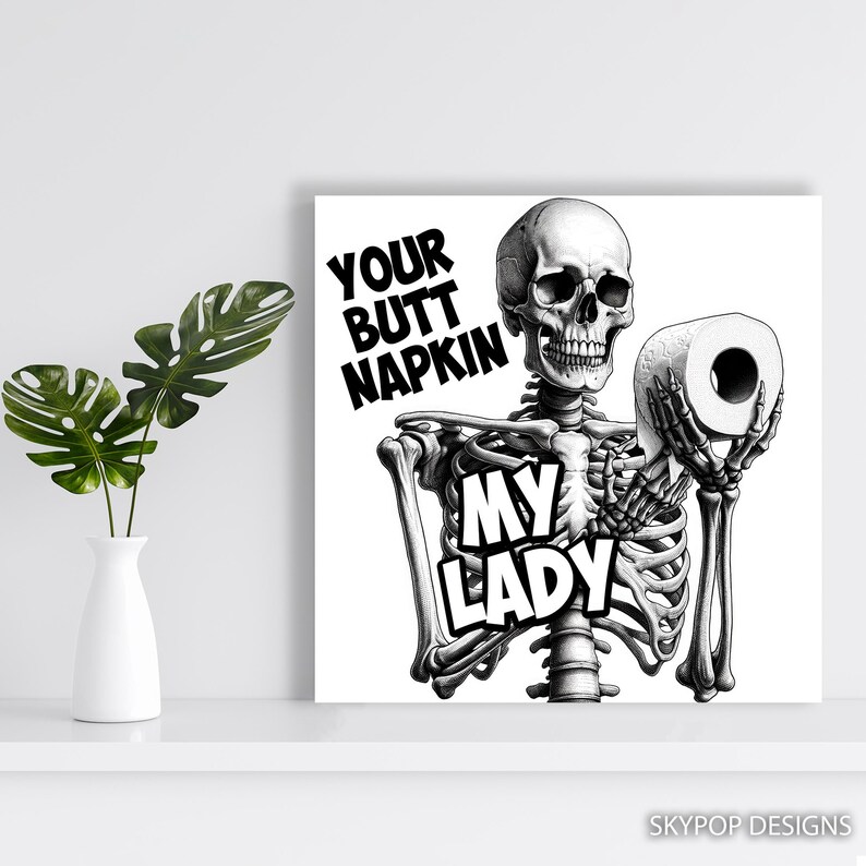 Skeleton Art, Canvas or Poster, Graffiti Pop Art Decor, Living Room Game Room Office Bathroom Wall Art, Black and White afbeelding 6