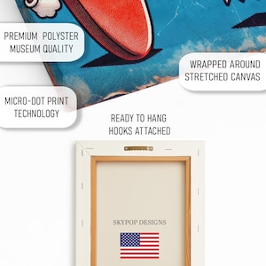 Arte de cepillo de dientes y papel higiénico, lienzo o póster, decoración bohemia de estilo pop art, arte de pared para sala de juegos, oficina, azul, rojo y blanco. imagen 5