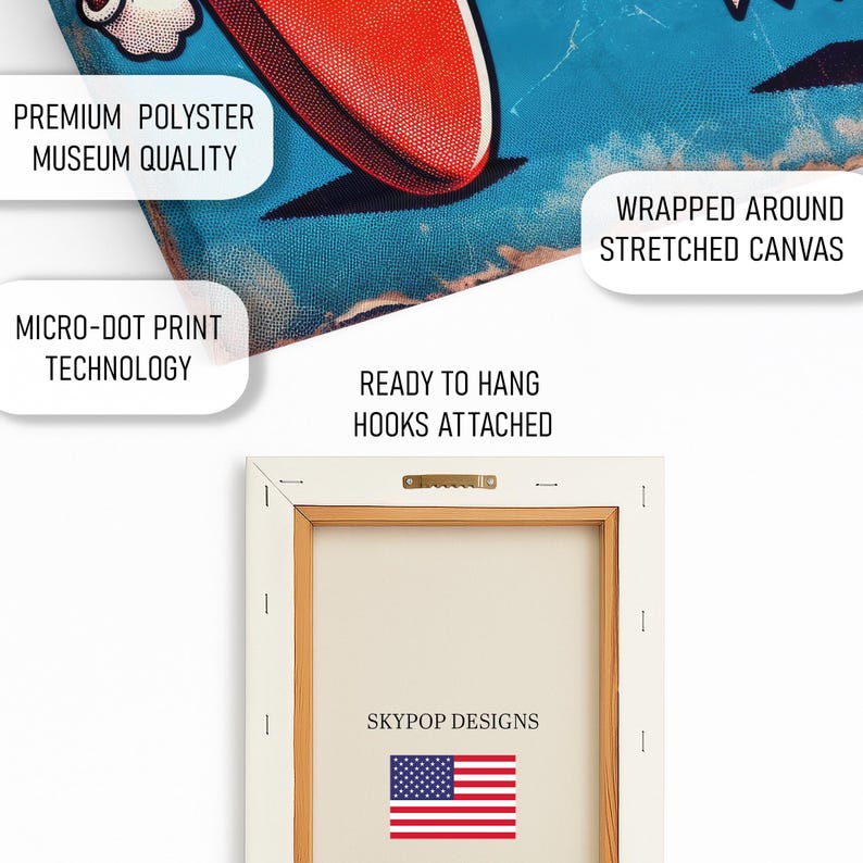 Arte de cepillo de dientes y papel higiénico, lienzo o póster, decoración bohemia de estilo pop art, arte de pared para sala de juegos, oficina, azul, rojo y blanco. imagen 5