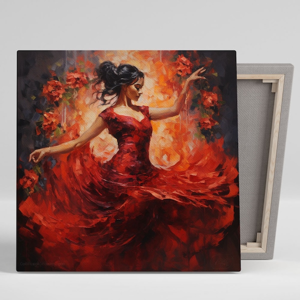 Art mural danseuse de flamenco, toile ou poster, décoration murale flamenco, décoration de salon, art mural moderne, décoration de chambre à coucher, danse traditionnelle