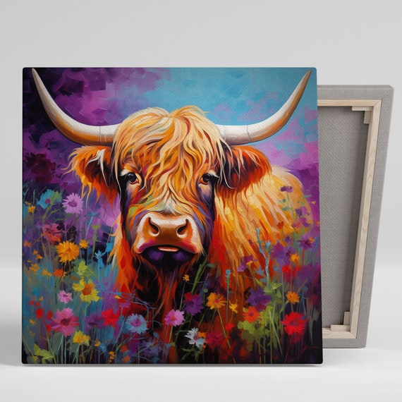Highland Cow Wall Art, Canvas Or Poster, Scottish Highland Cow, Cattle Art, Farm Animal Art, Animal Art, Highland Cow Wall Hanging, Home Art