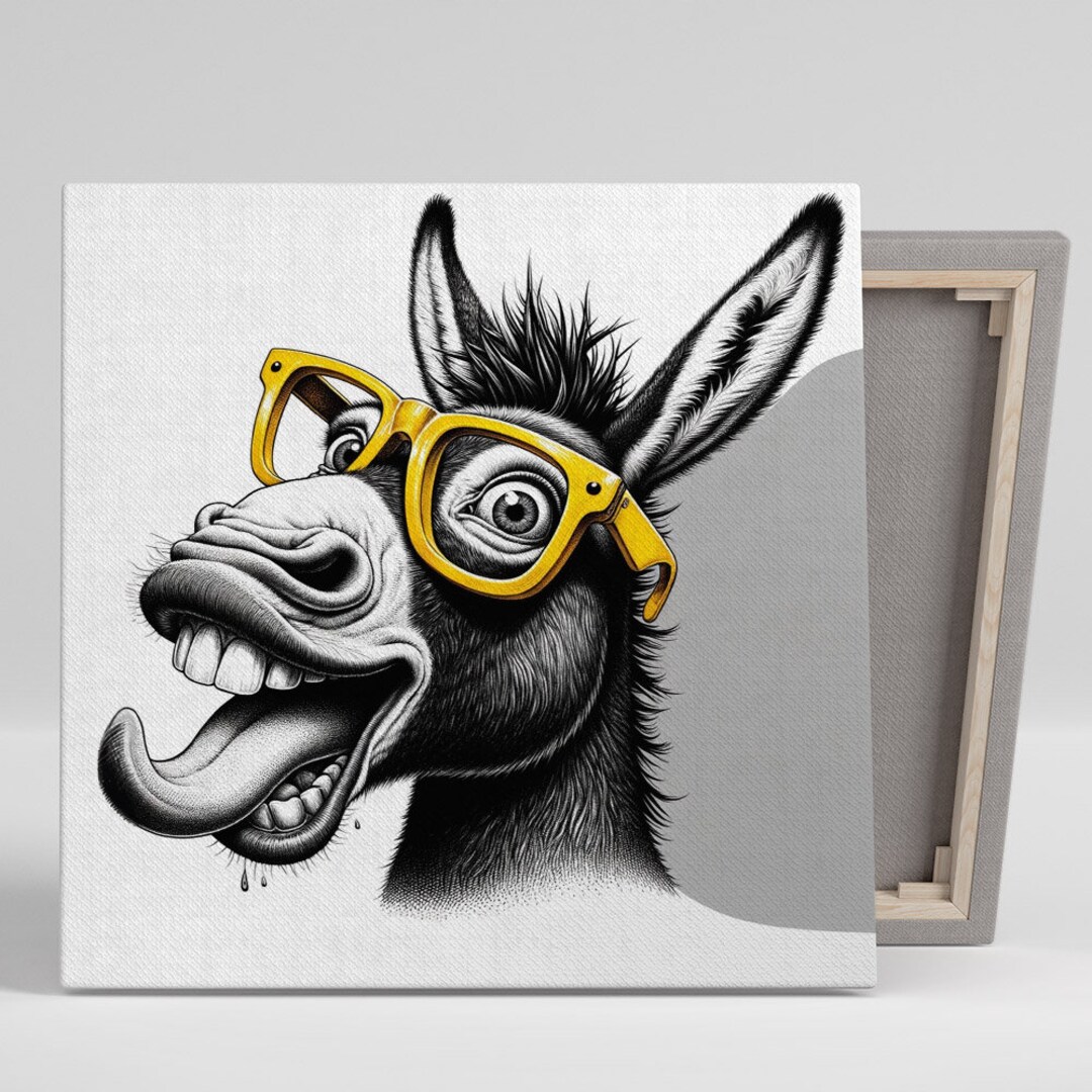 Funny Donkey Wall Art, Canvas or Poster, Donkey Wall Art, Bathroom Wall
