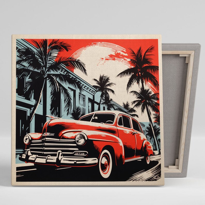 Vintage Car Wall Art Canvas or Poster Vintage Car Art Retro Etsy