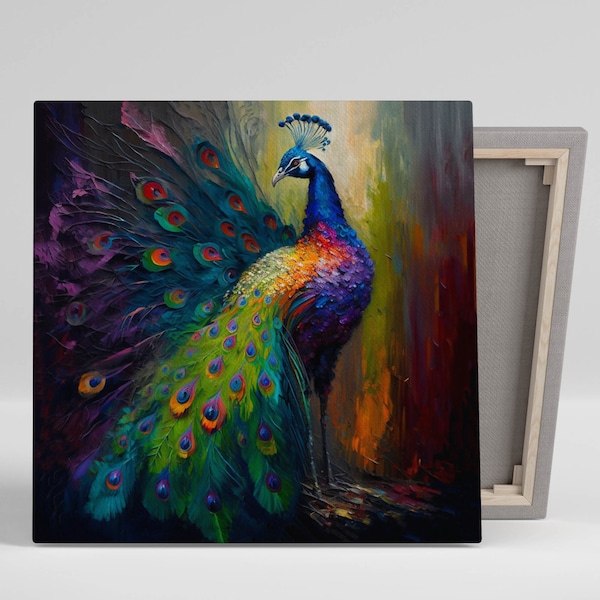 Peacock Feather Wall Art, Canvas Or Poster, Elegant Peacock, Peacock Wall Hanging, Peacock Wall Decoration, Peacock Wall Decor, Animal Decor