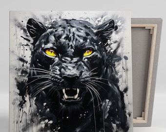 Black Panther Wall Decor, Canvas Or Poster, Panther Wall Hanging, Animal Decor, Wildlife Wall Art, Black Panther Decor, Panther Wall Art