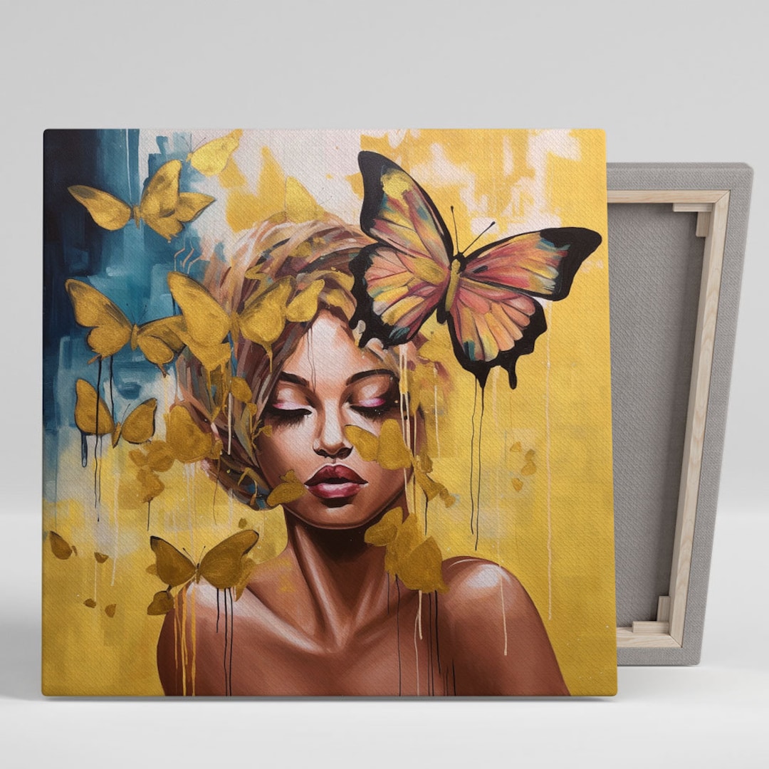 Butterfly Wall Art, Canvas or Poster, Girl With Butterfly Art