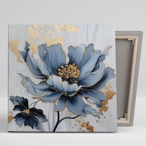 Blue Flower Wall Art,Canvas Or Poster, Floral Wall Art, Elegant Wall Decor, Contemporary Art, Blue Flower Decor, Whimsical Decor, Home Decor