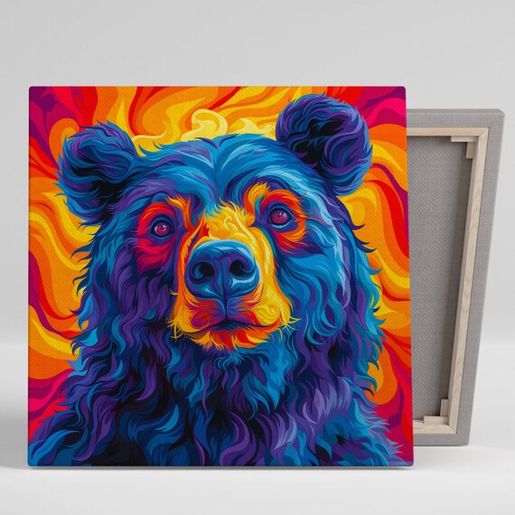 Psychedelic Bear Brilliance Art, Canvas or Poster,modern Decor