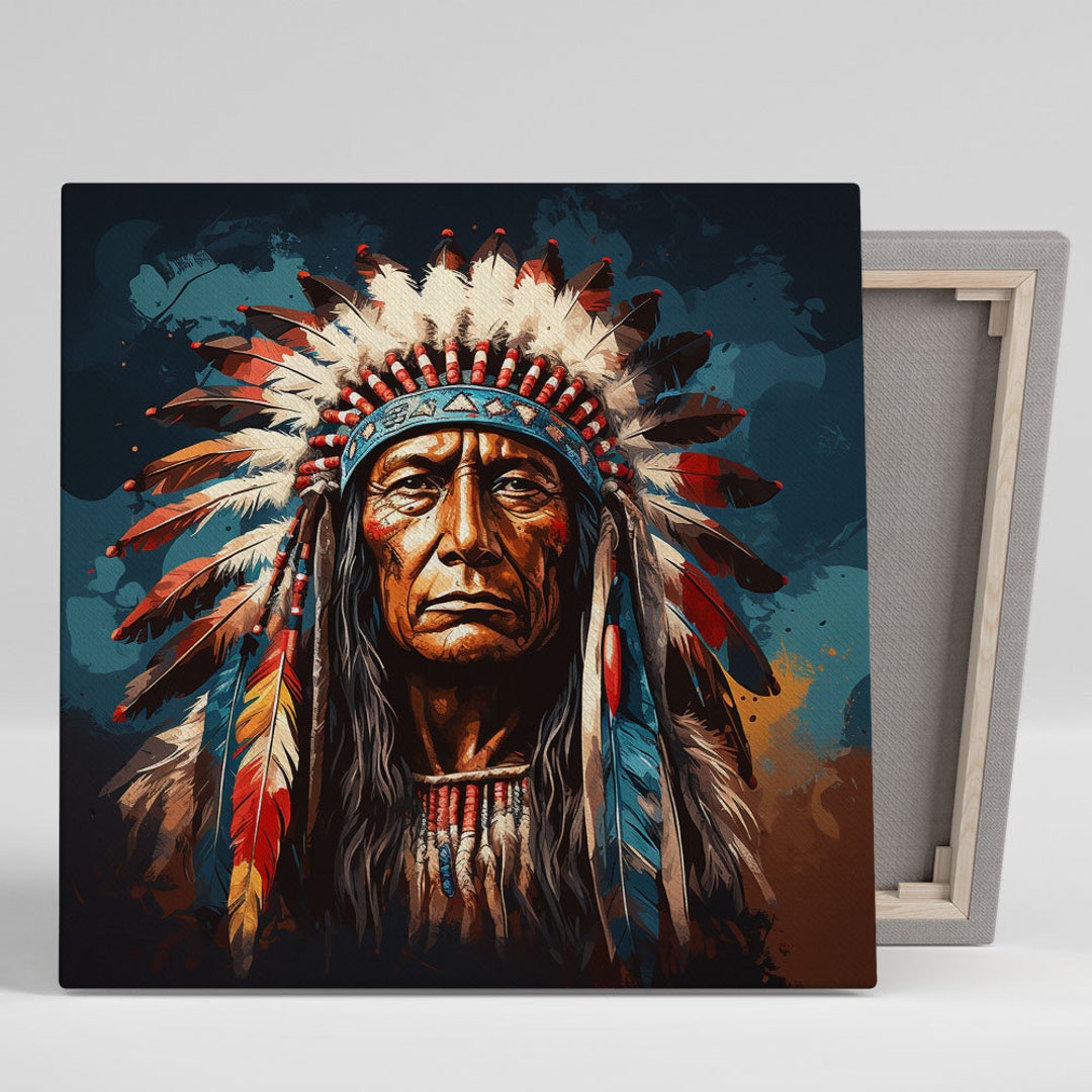 Red Indian Wall Art, Canvas or Poster, Red Indian Art, Tribal Wall