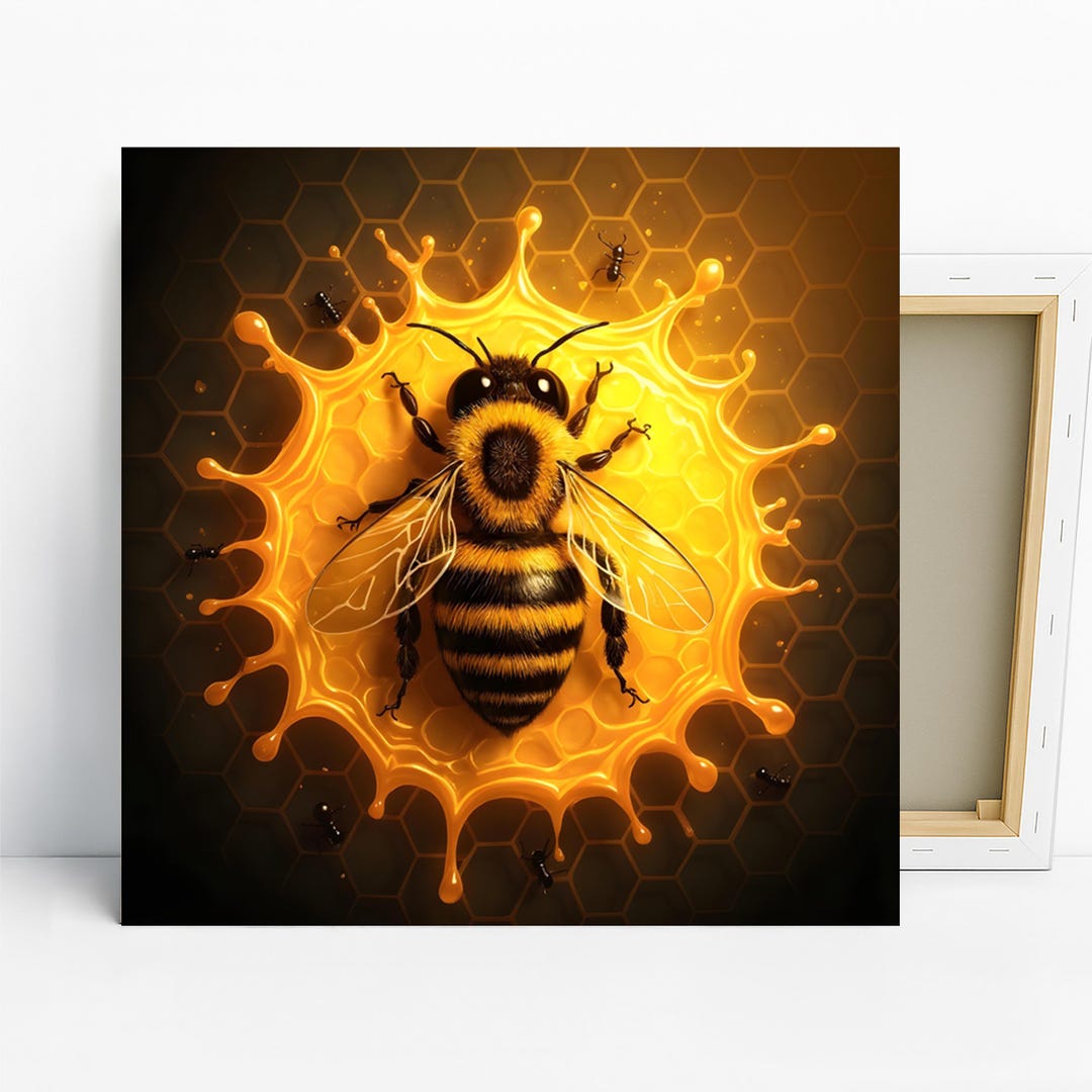 kitchen wall art | bee art print | honey bee decor |... Bee Honeycomb Art, Poster or Canvas, Contemporary Boho Decor, Living ...