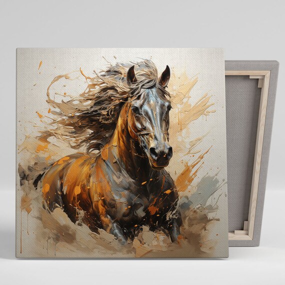 Brown Horse Wall Art, Canvas Or Poster, Modern Wall Art, Contemporary Design, Animal Decor, Living Room Decor, Wild Horses Artwork, Kid Art