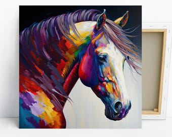 Leinwand-Kunstdruck „Pferd“ Bunt – 30,5 X 45,7 Cm, Für Wohnzimmer, Büro Oder Als Geschenk