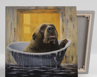 Walrus In Bathtub, Canvas Or Poster, Bathroom Decor, Bathroom Wall Art, Animal Art, Modern Wall Art, Walrus Wall Hanging, Home Decor