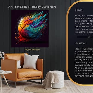 Basketball Art, Canvas or Poster, Abstract Graffiti Glam Decor, Living Room Game Room Office Wall Art, Multicolor Orange Teal Purple image 9