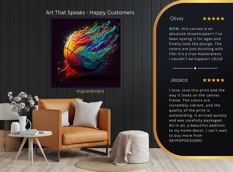 Basketball Art, Canvas or Poster, Abstract Graffiti Glam Decor, Living Room Game Room Office Wall Art, Multicolor Orange Teal Purple image 9