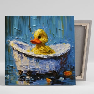 Duck In Bathtub, Canvas Or Poster, Bathroom Wall Art, Bathroom Decor, Kids Decor, Home Decor, Modern Decor, Duck Wall Art, Animal Art
