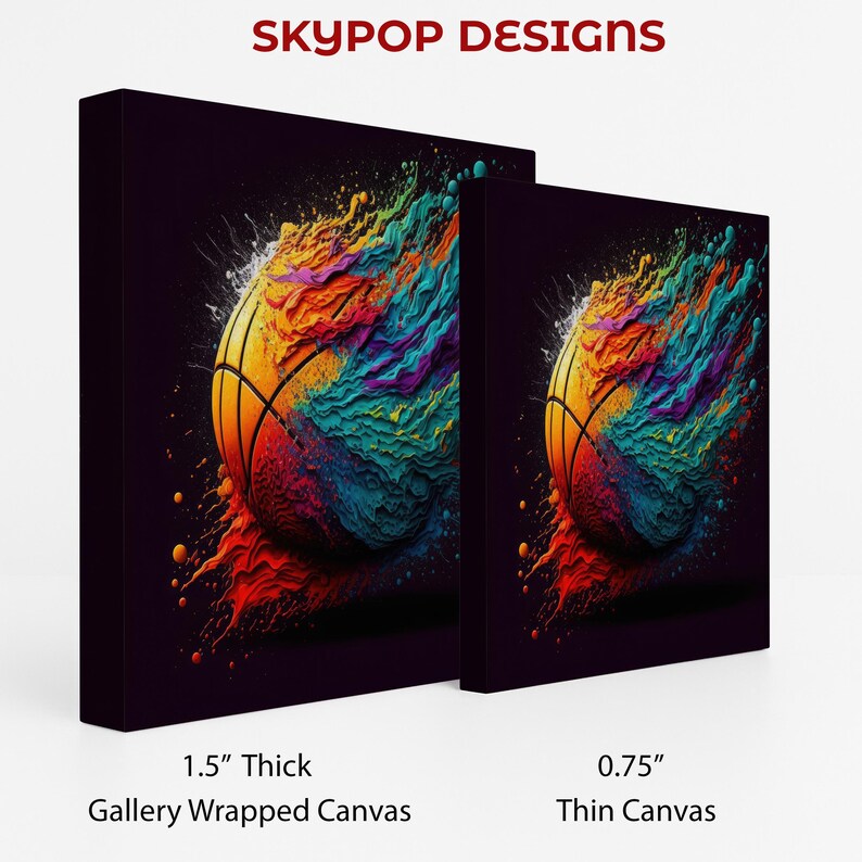 Basketball Art, Canvas or Poster, Abstract Graffiti Glam Decor, Living Room Game Room Office Wall Art, Multicolor Orange Teal Purple image 2
