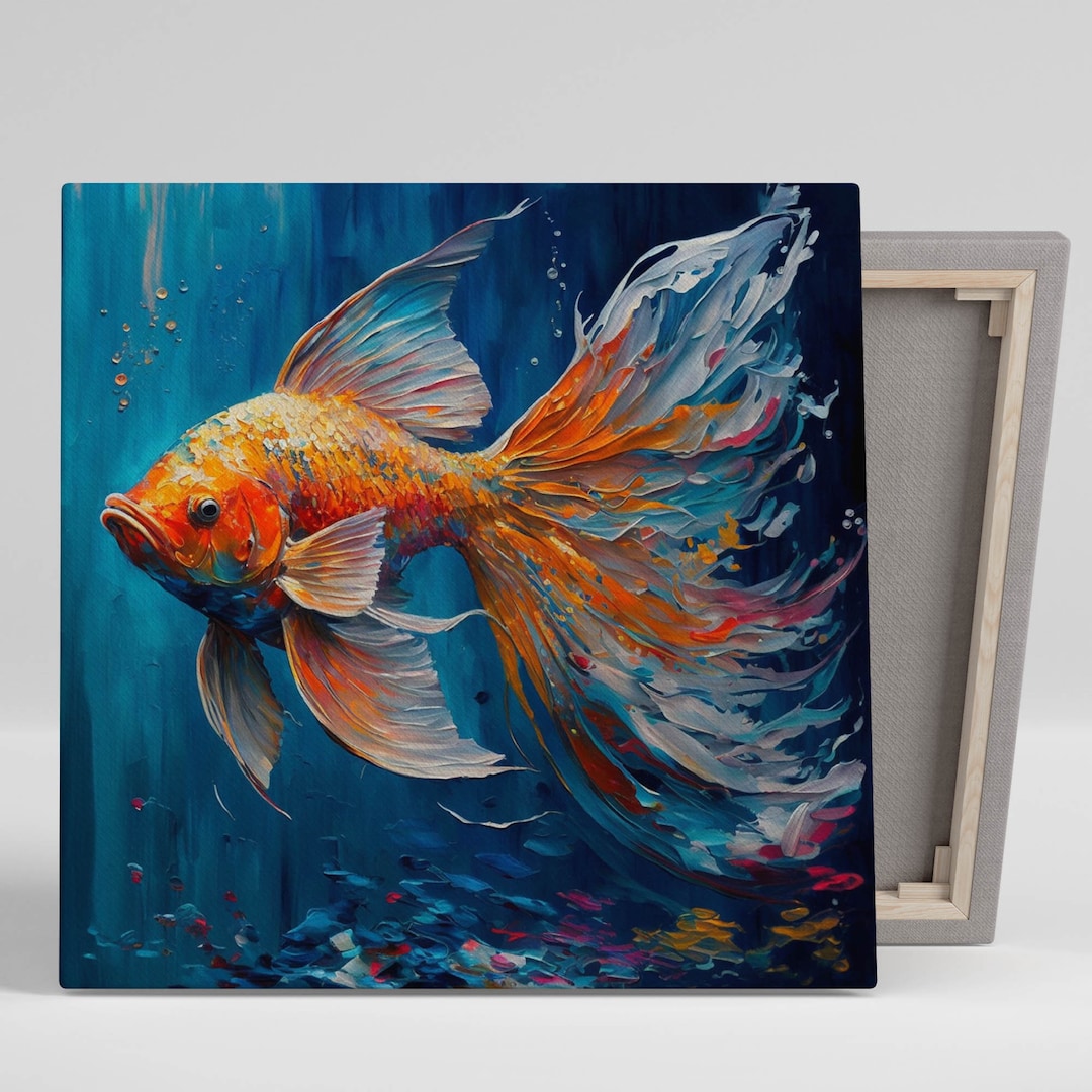 Goldfish Art Aquarium, Canvas or Poster, Fish Wall Art, Fancy Goldfish