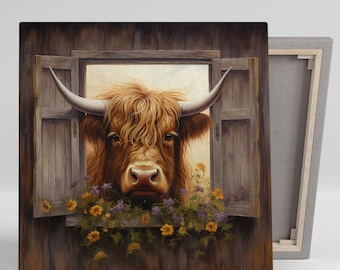 Highland Cow Wall Art, Canvas Or Poster, Highland Cow Wall Decor, Home Decor, Living Room Decor, Nursery Decor, Cow Wall Hanging