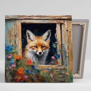 Fox In Frame Wall Art, Canvas Or Poster, Fox Wall Decor, Fox Wall Hanging, Living Room Decor, Animal Decor, Office Decor, Wildlife Art