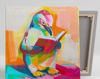 Penguin Wall Art, Canvas or Poster, Abstract Animal Decor, Modern Whimsical Bedroom Living Room Office Children's Room Art, Penguin Decor