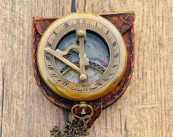 Personalized Brass Sundial Compass, Custom Brass Compass, Working Compass, Couple Gift, Anniversary Gift, Christmas Gift, Birthday Gift