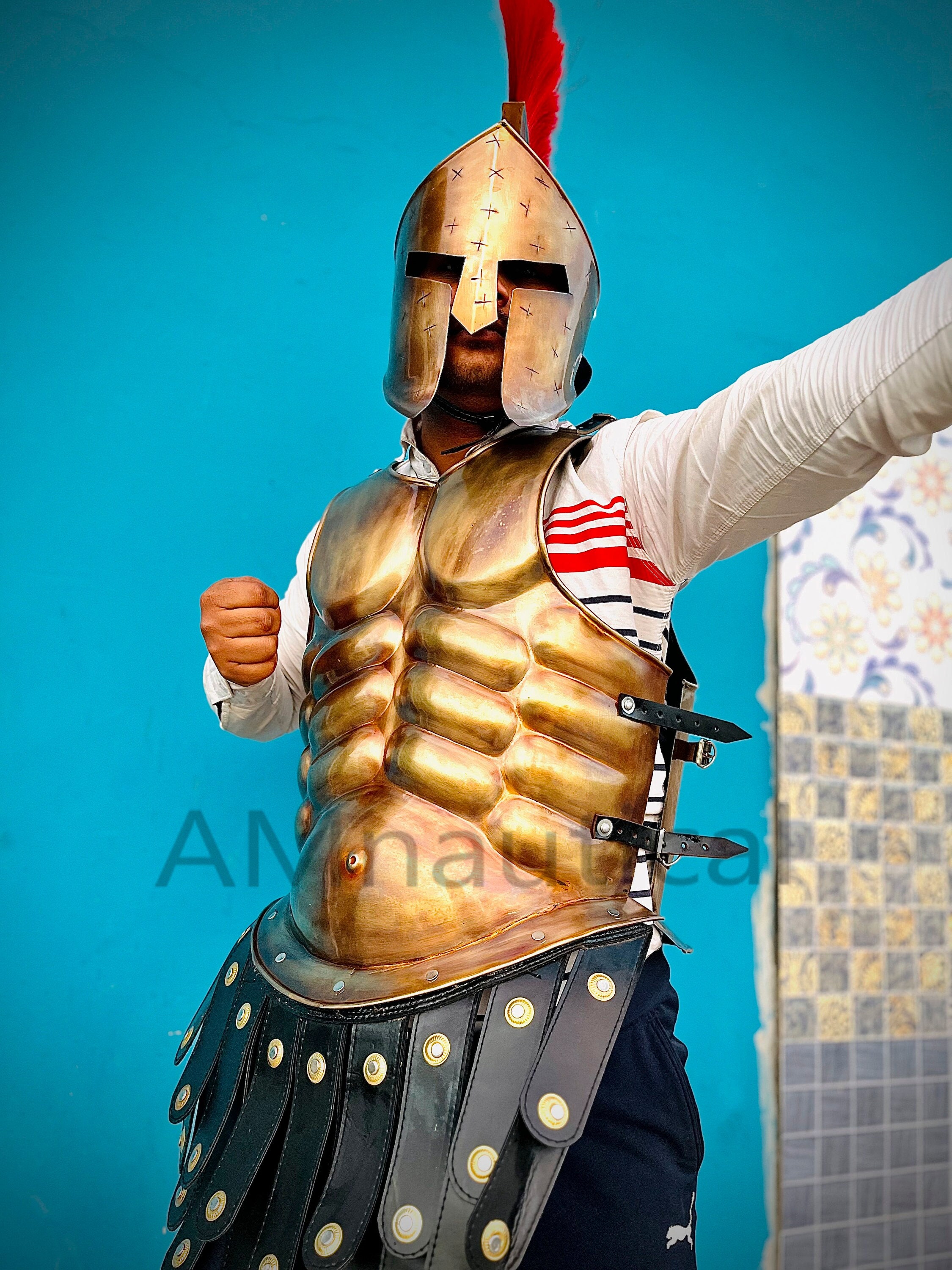 Great King Leonida Spartan Muscle Jacket With Armor Spartan Etsy