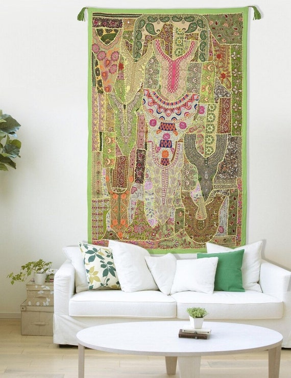 Vintage Patchwork Wall Hanging Tapestry Indian Hand Work Tapestry Handmade 40 x60 decorative Heavy Embroidered Boho Tapestry Etsy Ireland