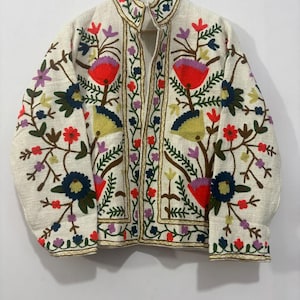 Suzani Embroidered Jacket, Vintage Inspired Suzani Jacket, Suzani Embroidered Jacket, Bohemian Suzani Jackets