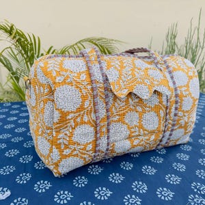 Floral Printed Large Duffle Bag, Handmade Cotton Quilted Shoulder Bag for Women, Shopping Bag, Beach Bag, Traveling Bag