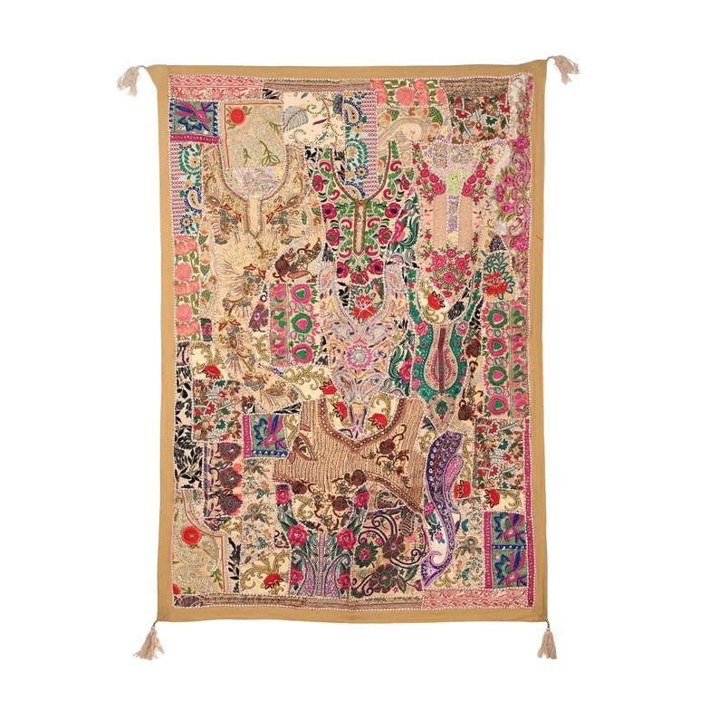 Wall Hanging Beige Patchwork Tapestrycotton Indian Wall - Etsy