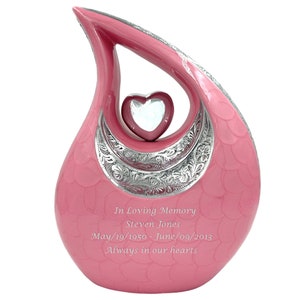 Personalized Pink Cremation Urn: Aluminum Adult Urn with Engraving