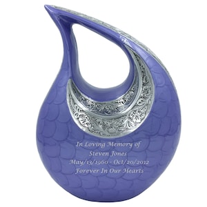 Schöne lila Einäscherung Urne mit Samt Tasche, personalisierte Urne, Urne für Asche, Beerdigungsurne, Beerdigungsurne, Urne für menschliche Asche,