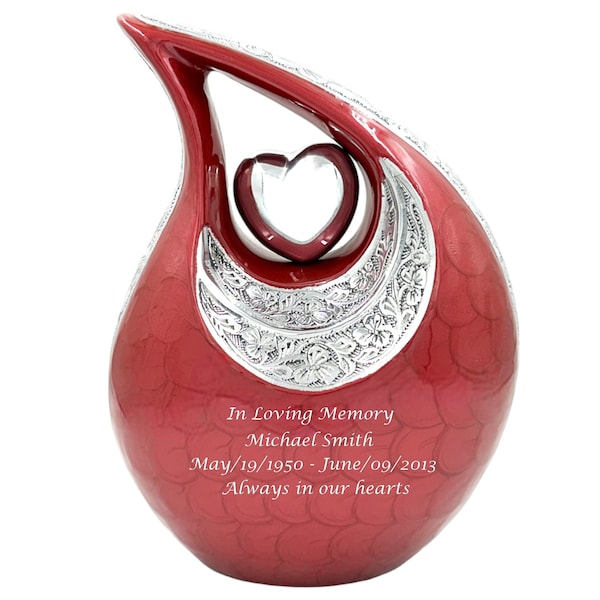 Red Cremation Urn - Personalized Cremation Urn - Urn For Memorial - Urn For Funeral - Urns For Human Ashes - Decorative Urn - Ash Urn