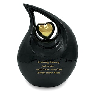 Urna de cremación personalizada: Urna conmemorativa de aluminio negro con bolsa de terciopelo