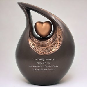 Bronze Cremation Urn with Velvet Bag - Personalized Cremation Urn - Memorial Urn for Human Ashes - Unique Ashes Urn