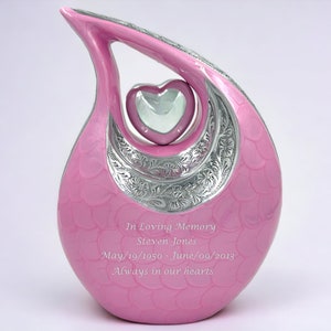 Graceful Pink Cremation Urn For Adults - Custom Cremation Urn - Large Cremation Urn - Teardrop Urn - Urn For Human Ashes - Burial Urn