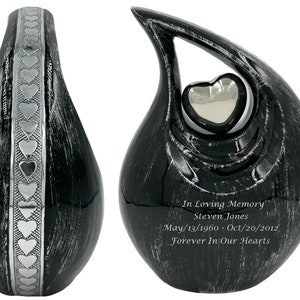 Black Cremation Urn With Beautiful Craftsmanship, Personalized Cremation Urn, Urn, Ashes Urn, Unique Urn, Comes With A free Velvet Bag