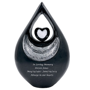 Teardrop Cremation Urn With Velvet Bag - Personalized Urn - Adult Urn - Memorial Urn - Funeral Urn - Urn For Human Ashes - 200 Cubic Inches